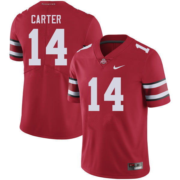 Ohio State Buckeyes Ja'Had Carter Men's #14 Red Authentic Stitched College Football Jersey